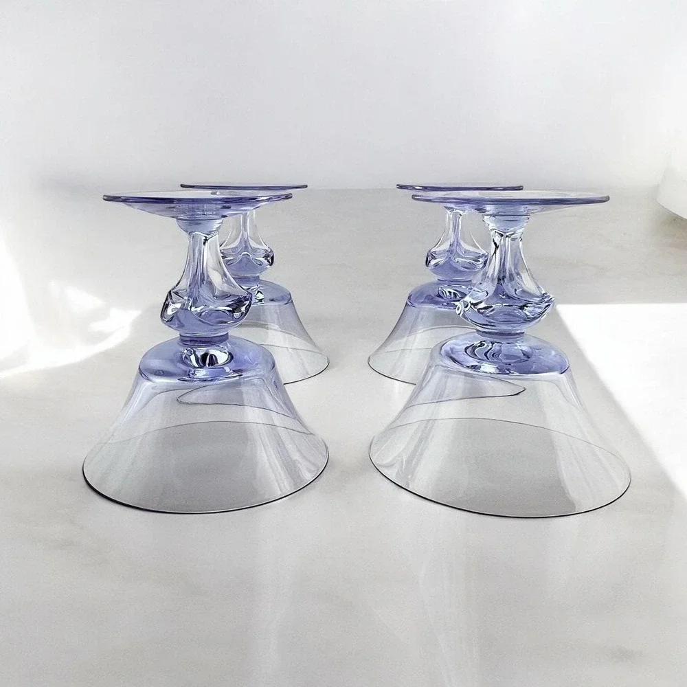 Tiffin Twilight Neodymium Glass Purple/Blue 4 Champagne Coupes Sherbets #17578